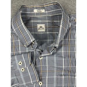 Peter Millar Shirt Large gray Button‎ Down Long Sleeve Plaid Casual